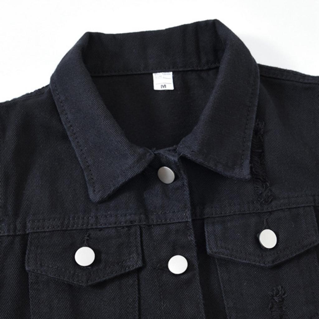 Women's Fashion Solid Color Sleeveless Pocket Short Style With Frayed Edges And Holes Cardigan Vest Jacket