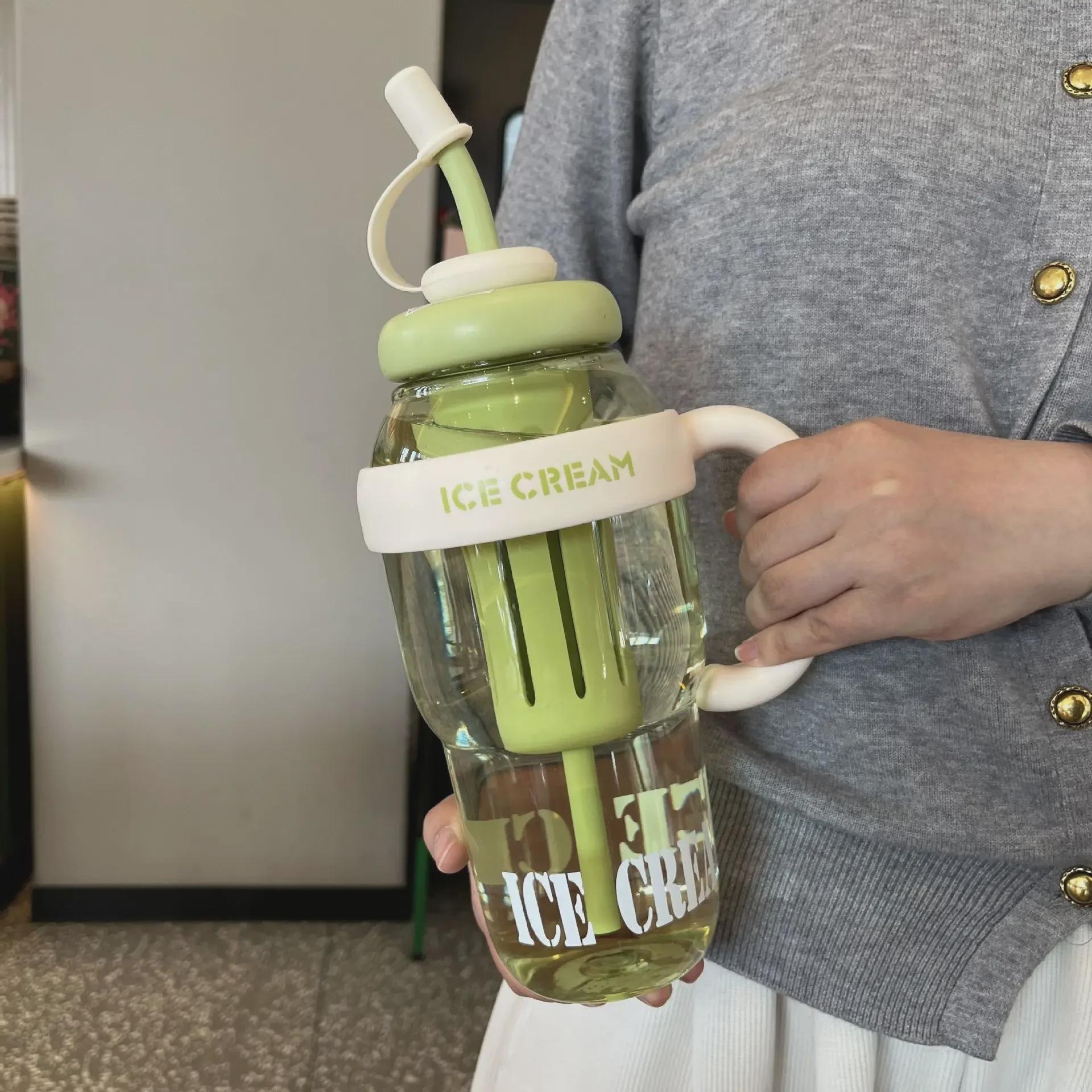 

2025 Lucky Belly Большая емкость с ручкой: Летний открытый стаканчик Ice Tyrant из пластиковой соломы 1300ml