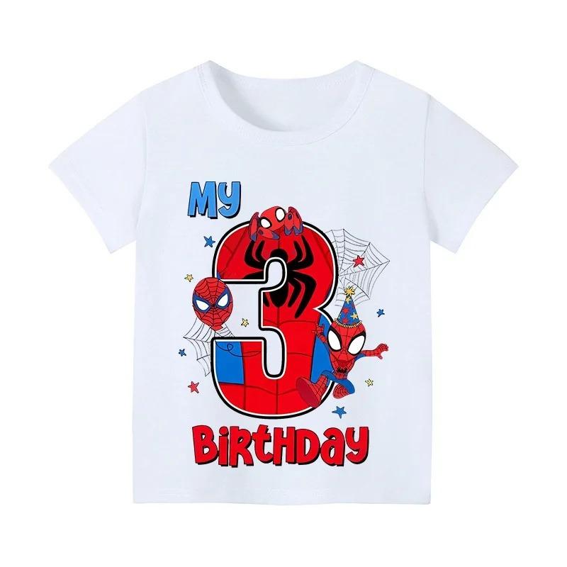 Spider Man Children's Digital T-shirt Children's Top Cartoon Summer Preschool Children's Clothing Birthday Short Sleeved T-shirt