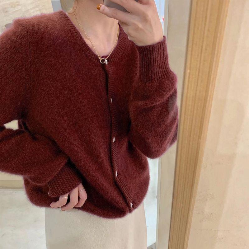 Loose Sweater Coat for Women Solid Color Korean-style Stylish Knitted Cardigan Long-sleeved Fur Coat for Women In Autumn and Winter Cardigan Top