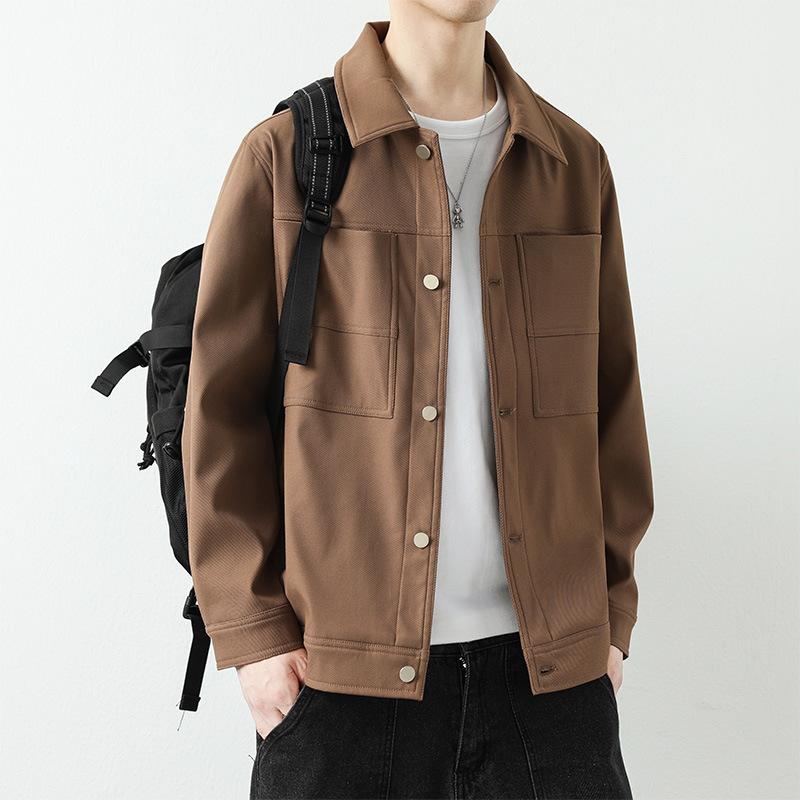 Autumn and Winter New Silhouette Work Jacket Men's Casual Lapel Spring and Autumn Versatile Twill Men's Jacket