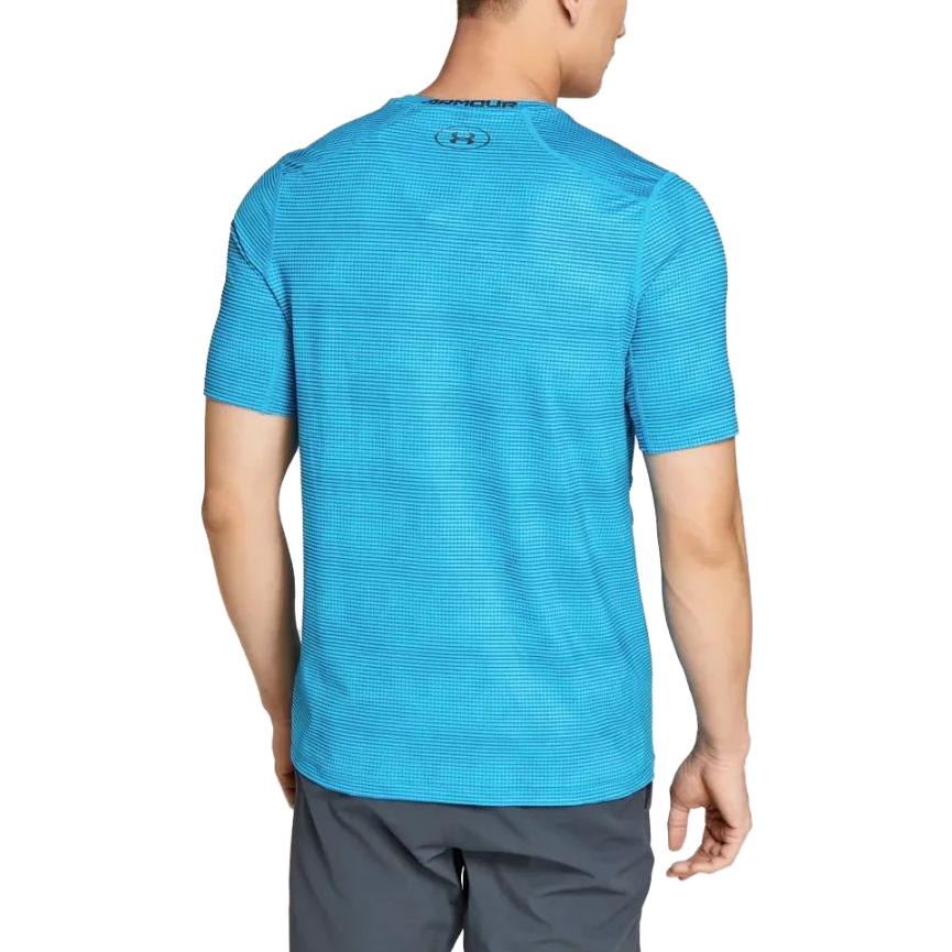 Under Armour Logo Quick-Dry Stretch Slim Fit Short Sleeve T-Shirt Men Tops Blue 1297893-929