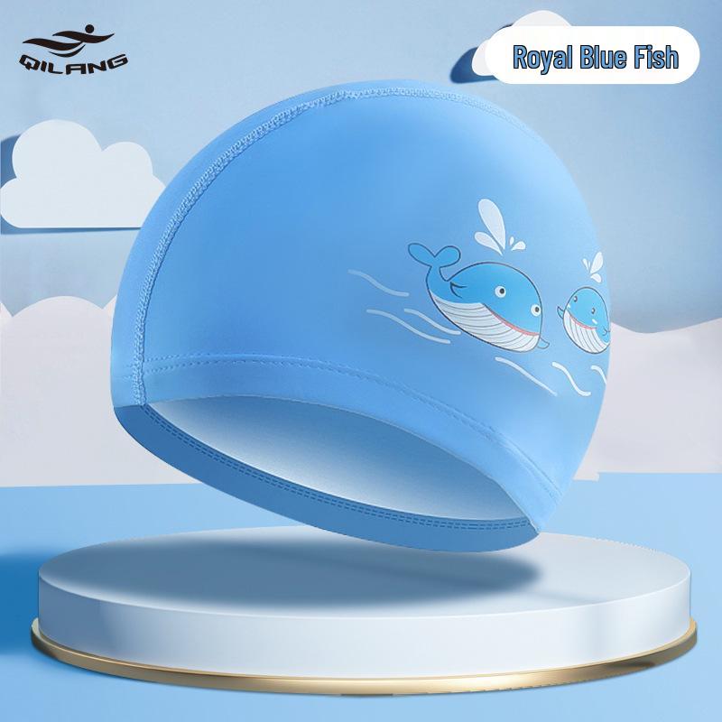 Kids' Cartoon Swim Cap with Waterproof Ear Protection & High Elasticity - Comfortable PU Cap for Boys & Girls, Customizable Logo Available.