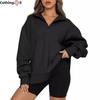 Autumn and Winter Women's Casual Fashion Half Zipper Pullover Sweatshirt