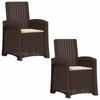 Garden Recliner Rattan Look 2 Pcs Brown and Cream PP