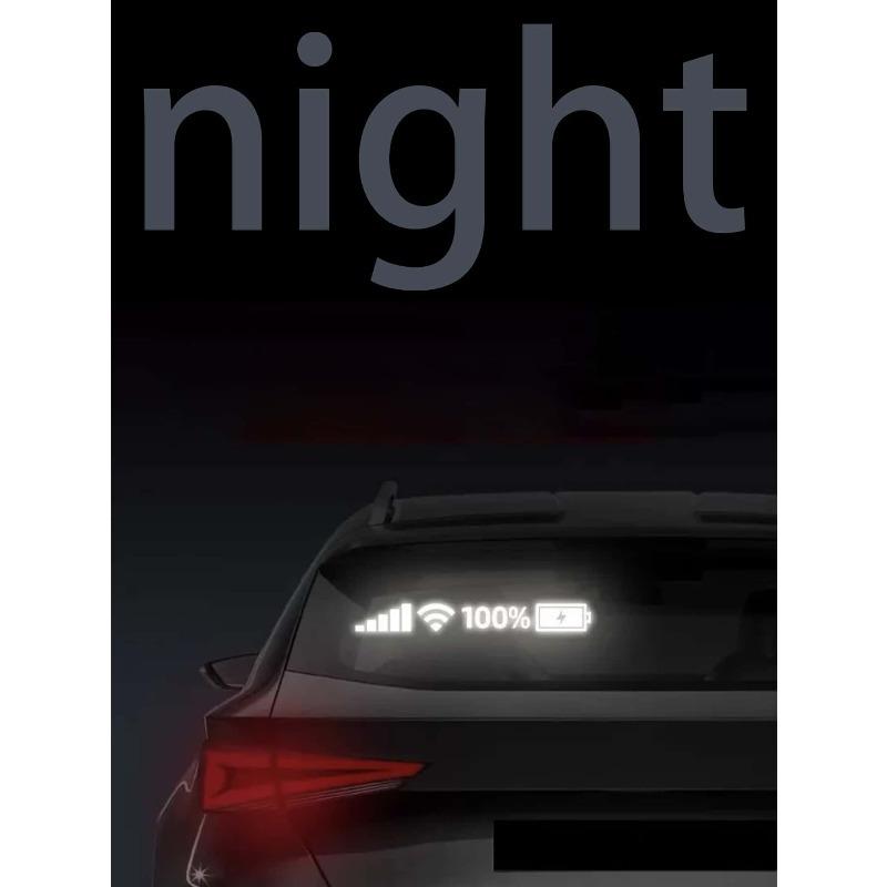 1sheet Reflective Phone Signal Battery Pattern Car Sticker