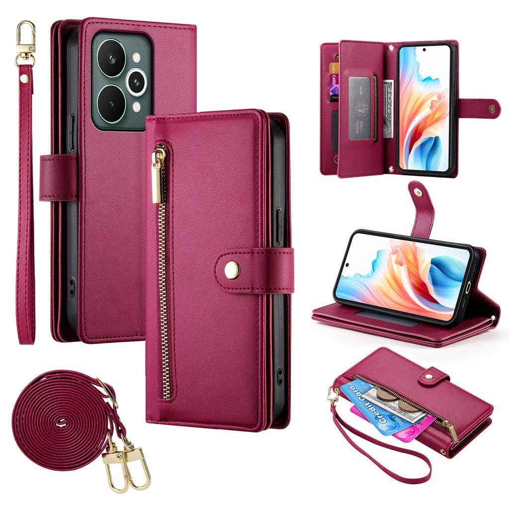 For Realme 15 Pro 5G/15 5G Case Zipper Pocket Wallet Leather Phone Cover with Straps