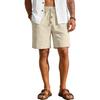 Men Shorts with Reinforced Pockets Elastic Waist Adjustable Drawstring Pure Color Loose Fit Outdoor Sport Shorts Casual
