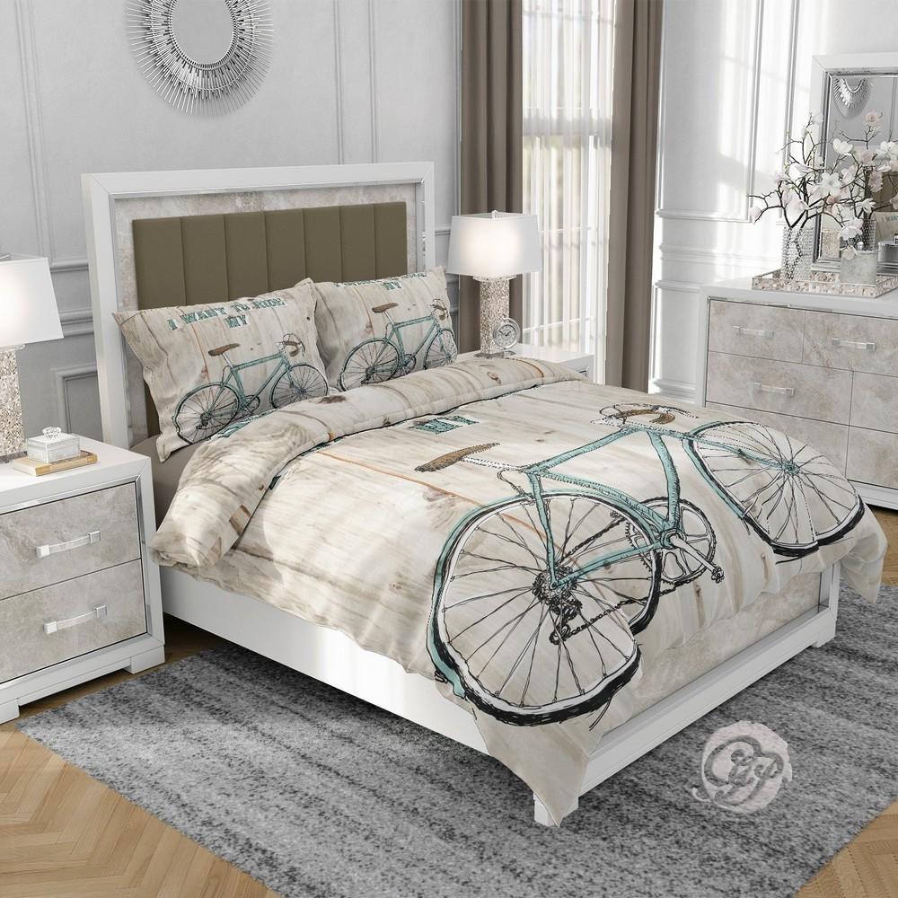 3D Baumwollsatin Bettwäsche 160x200cm BIKE