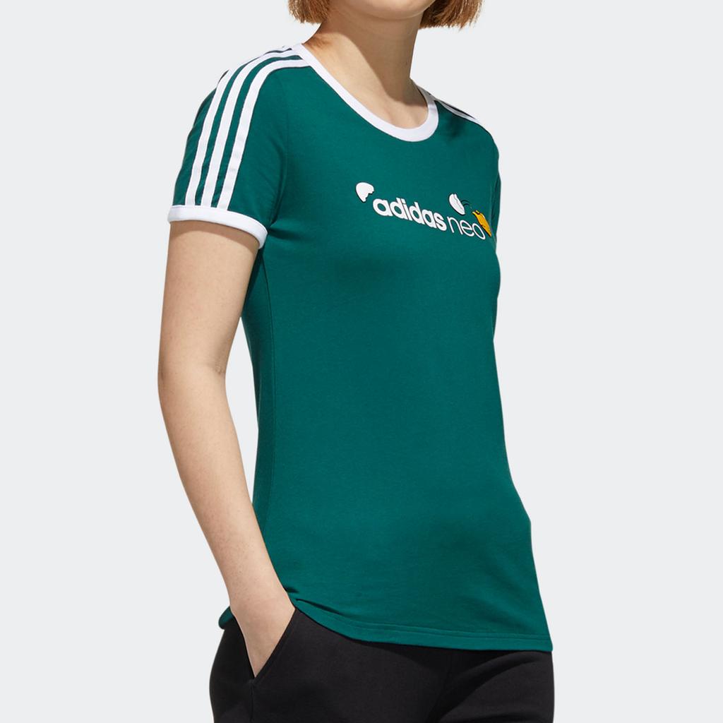 Adidas Moisture Wicking Round Neck Short Sleeve T-Shirt Women Tops Green GP5903