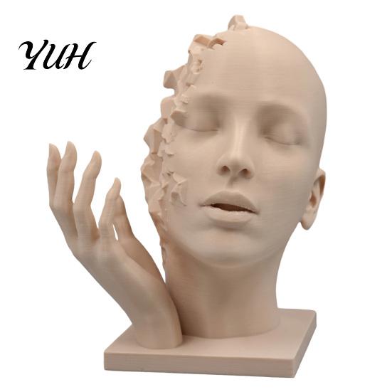 Modern Plastic Abstract Decor Broken Face Art Sculpture, Nordic Minimalist Statue, Deconstructive Collection 3D Printed Ornament for Living Room Study