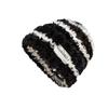 Big head circumference hat Women's knitted hat Striped face Small plush hat Warm windproof ear protection Wool hat Versatile hat