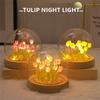 Sztuczny Kwiat Tulipana Lampka Nocna Ręcznie Robiona DIY Lampka Nocna LED Dekoracja Sypialni Prezenty Świąteczne Urodzinowe Lampka Stołowa