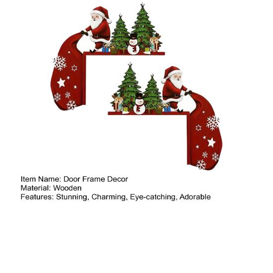 Dřevěná vánoční ozdoba na dveře Roztomilý Santa Claus Rám rohu dveří Znamení pro sváteční domácí nástěnnou skříňku Dekorace police