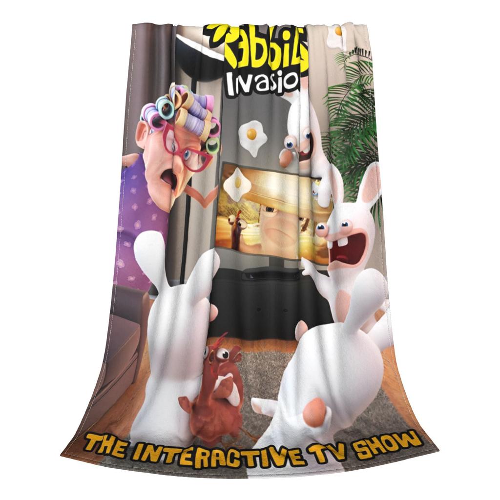 New Arrival Invasion Rabbits Anime Funny Blanket Lightweight Thin Coral Fleece Plush Relax Throw Blankets Machine Washable