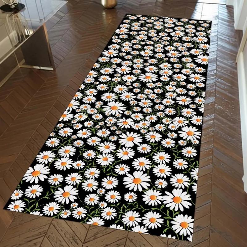 Tappeto Runner Floreale Modello Margherita Tappeto per Corridoio Interno Arredo Casa Quotidiano Tappetino Morbido Antiscivolo Tappeto a Scacchi per Camera da Letto