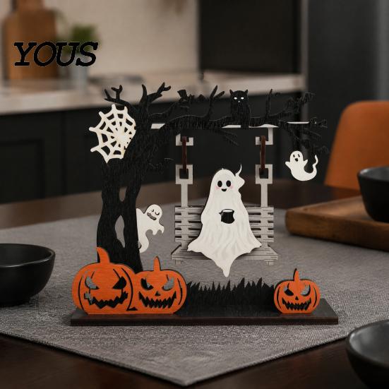 Tiered Tray Seasonal Decor Funny Halloween Desktop Swing Decor, Spooky Home for Living Room Holiday Party Table Centerpieces Tabletop, Gothic