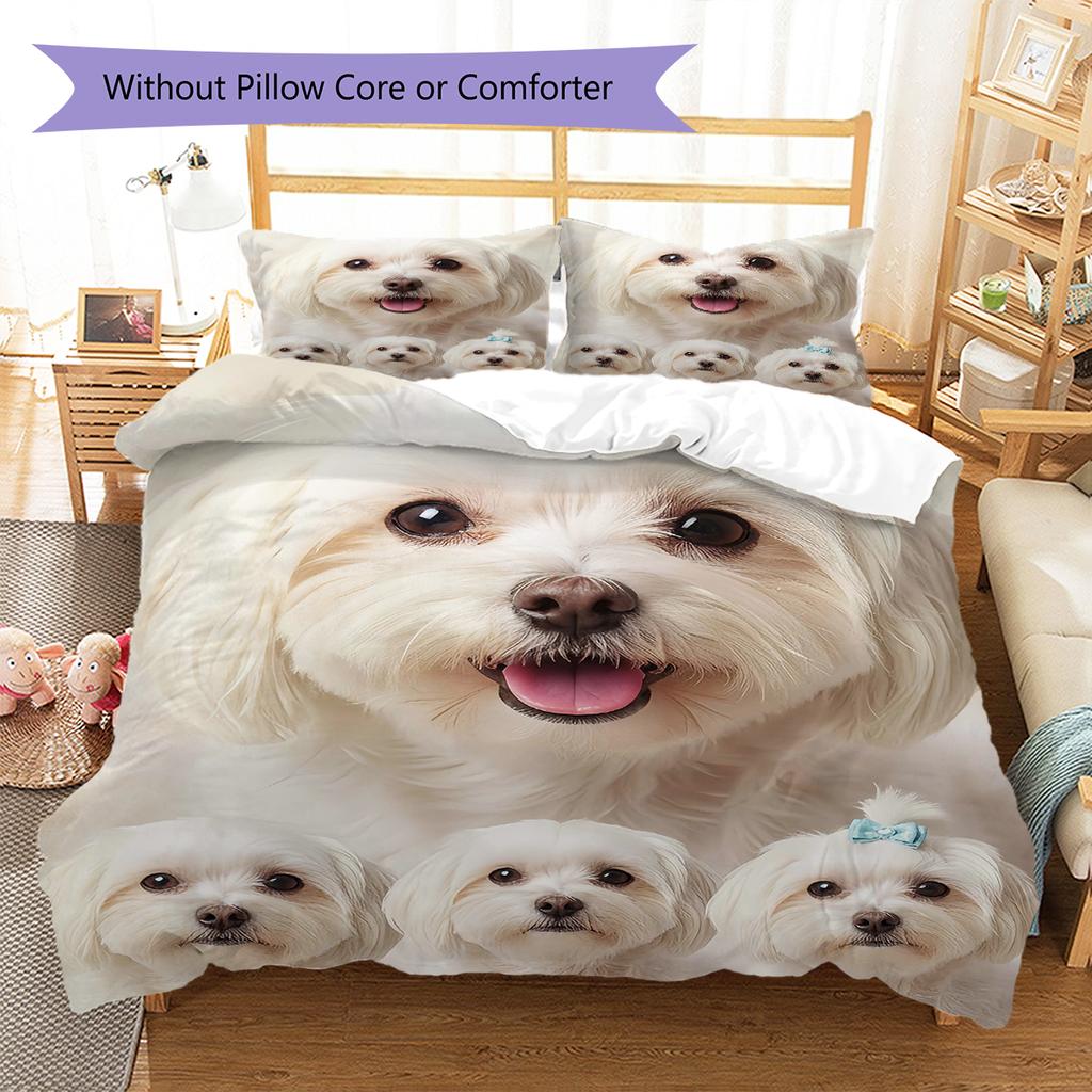 Poodle Marejus Dog Pattern Bedding Quilt Set Quilt Cover Pillowcase Home Decoration Gift (1 * duvet cover + 2 * pillowcase, without core)