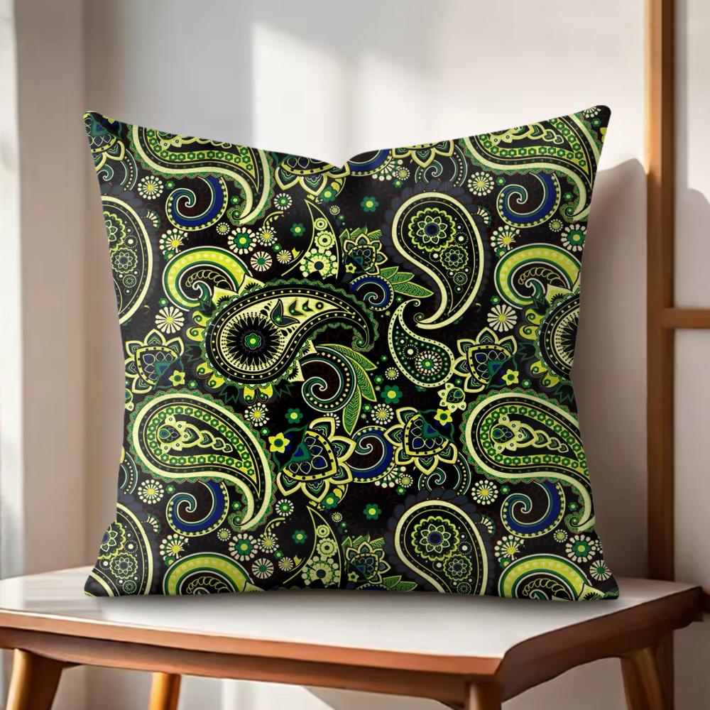 Painted Design PPaisleyS Cushion Cover Natural Linen Organic Fabric DoubleSided Printing Couch Pillow Covers Home Decor