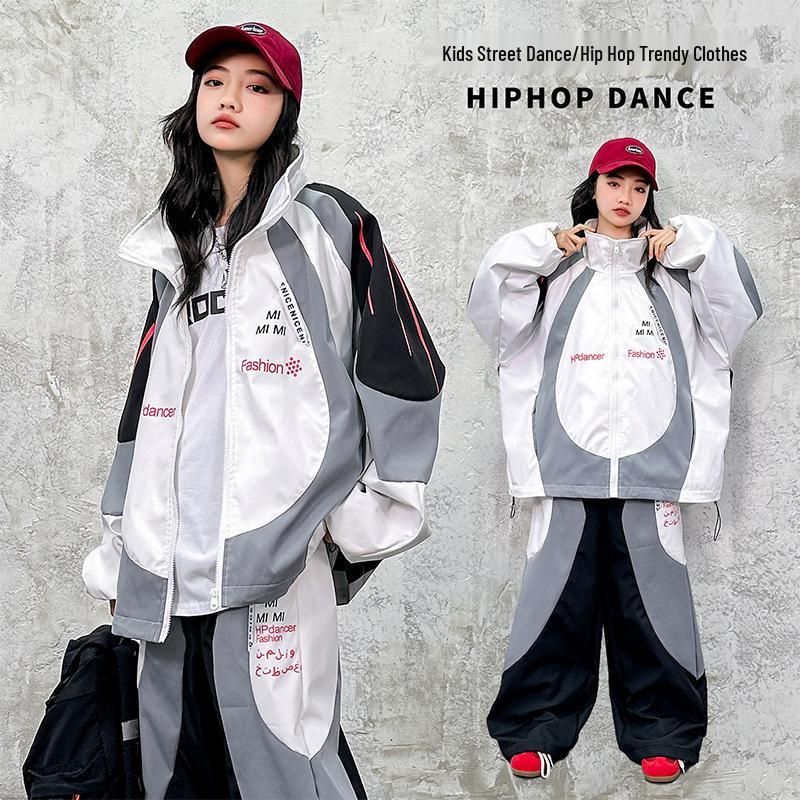 Hip-Hop Performance Outfit für Kinder - Herbst/Winter Sportset, Coole Street Dance Uniform für Jungen & Mädchen