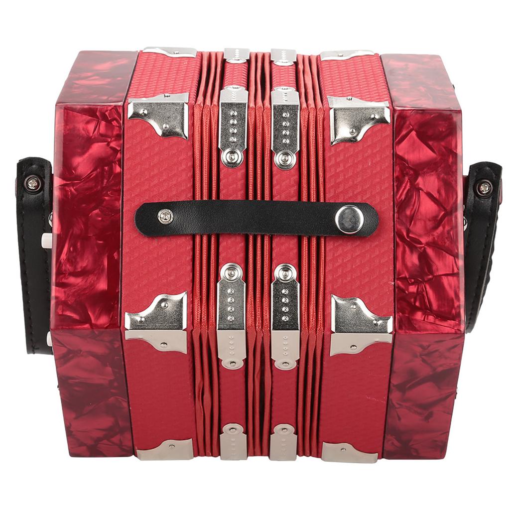 Professional 20 Buttons Accordion Concertina Musical Instrument (Red)