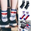 Fashion Harajuku Cotton Letters Stripe Skateboard Unisex Couple Sport Socks