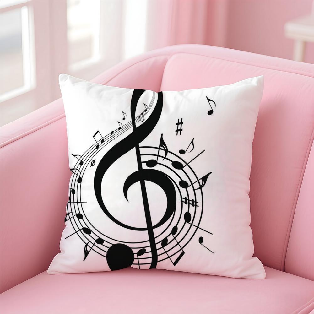 Sheet Music Printing Cushion Cover Pillow Case Soft Friendly Fabric & Concealed Zipper