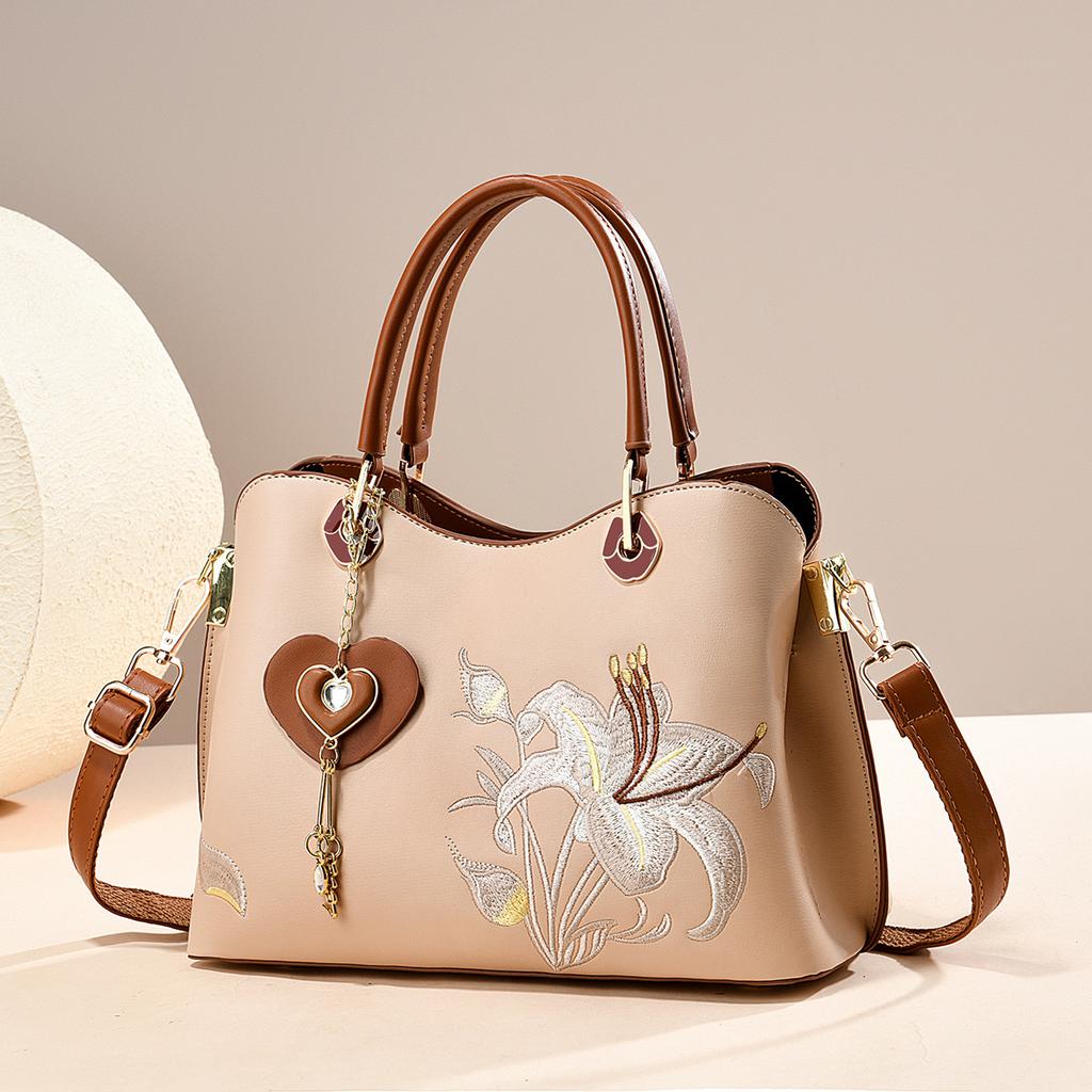 Vintage National Embroidery Ladies Handbag, High-End Spacious Multiway Bag As Holiday Present For Mothers
