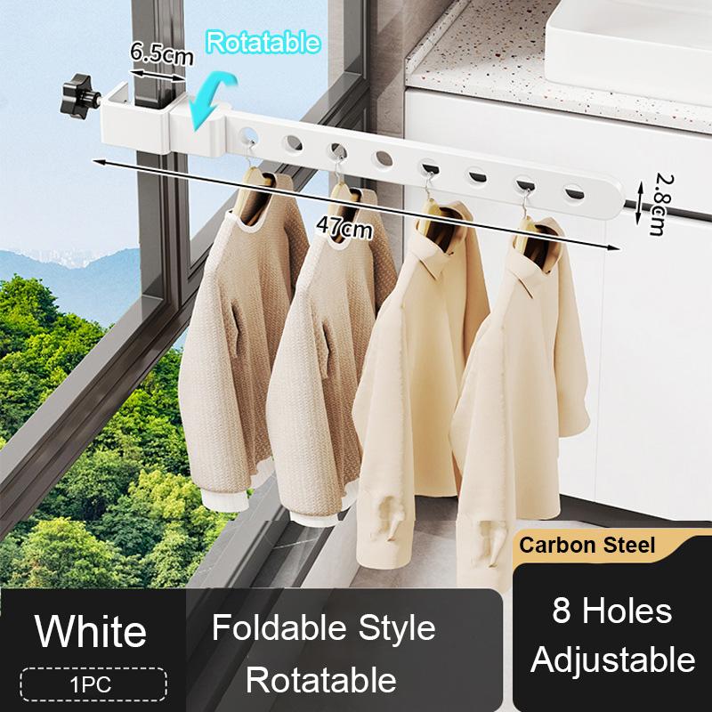 Adjustable Window Frame Drying Rack Wall Mounted Clothes Hanger For Outdoor Bathroom SpaceSaving Aluminum Clothes Organization