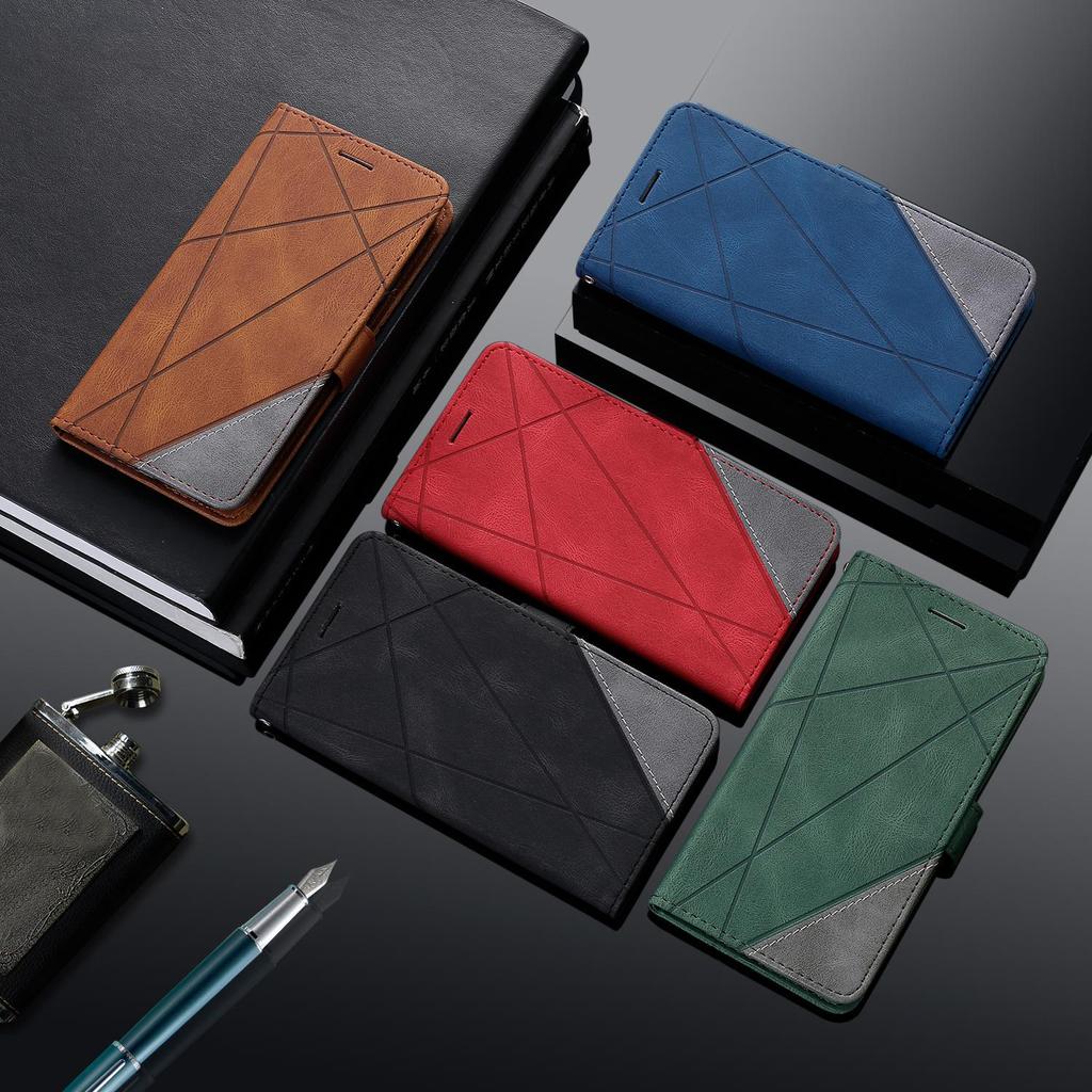 Business Matte PU Leder Handytasche Flip Cover für iPhone Samsung Huawei Honor Xiaomi Redmi Kreditkartenfächer Ständer Halter Hülle