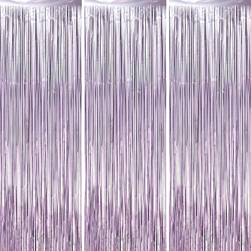 3 Pack 3.3x8.2 Feet Gold Foil Fringe Backdrop Curtains, Tinsel Streamers, Fringe Backdrop for 2025 New Years Eve, Graduation, Birthday, Baby Shower,