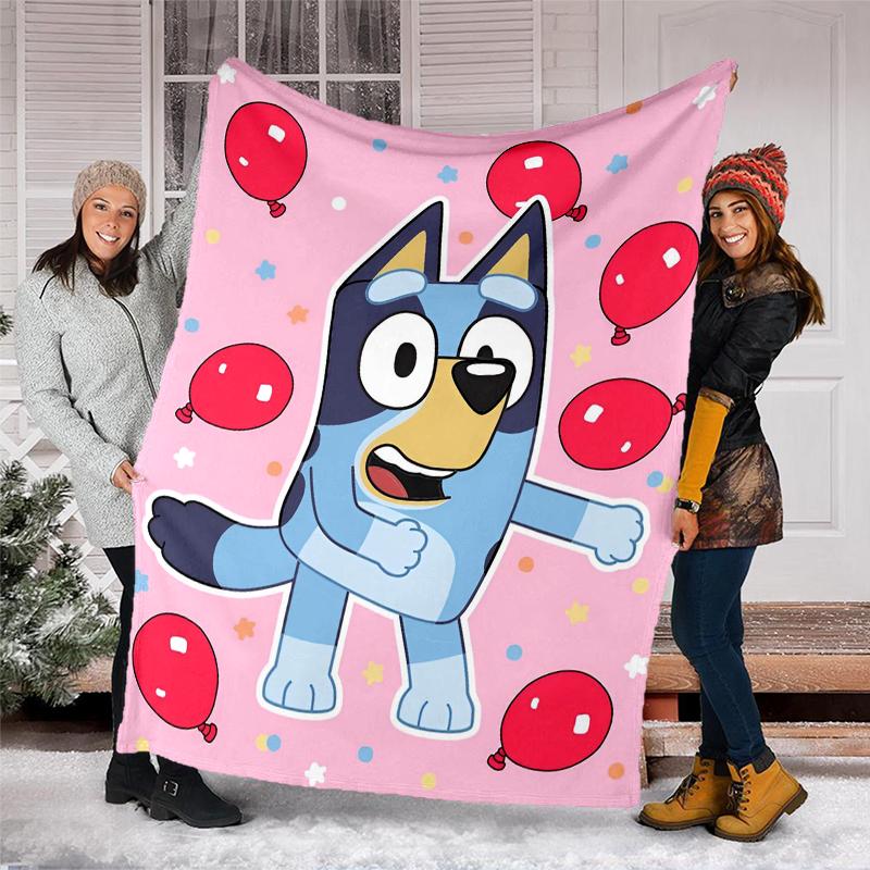 Bluey Theme Printed Blanket Perfect For Couch Bed Travel Outdoor Use Machine Washable Cozy Durable