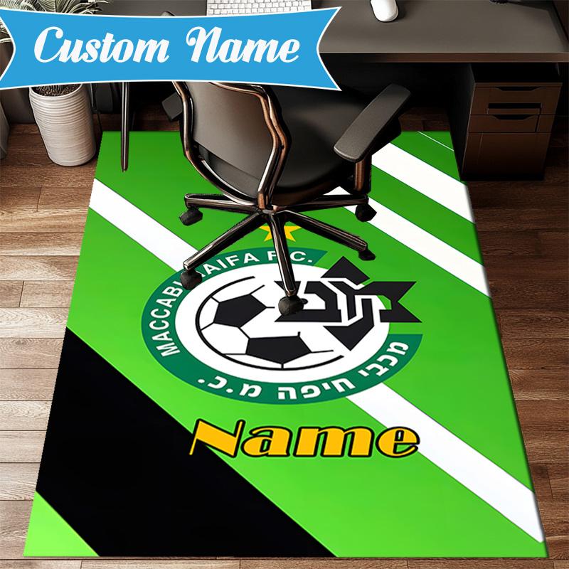 Custom Name Maccabi Football Crest Rug Game Carpet, Floor Mat for Bedroom Living Room Entryway Rug, Home Decor Idea Gift for Christmas birthday