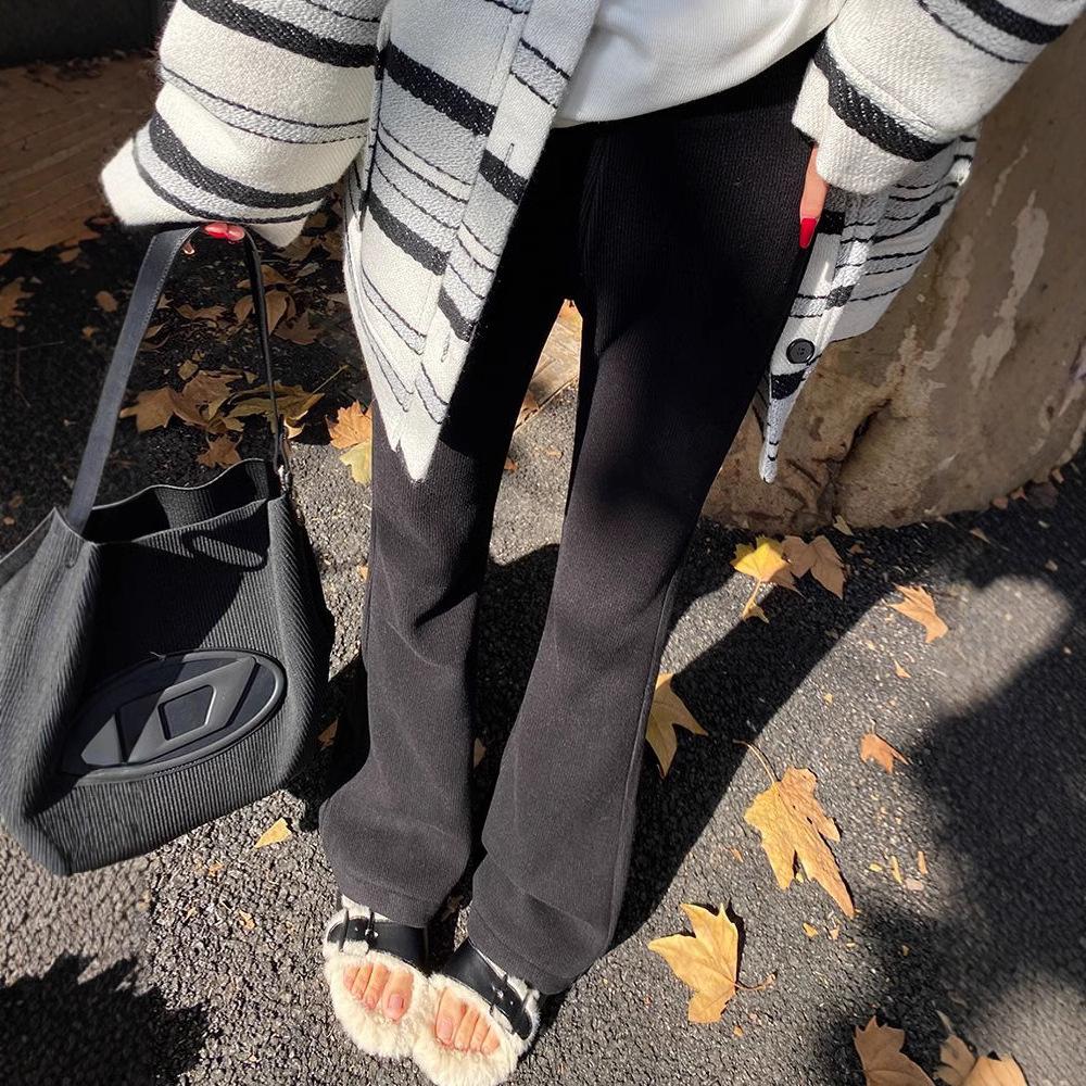 

Универсальные брюки-буткаты с высокой талией и широкими штанинами для женщин, осенне-зимние, на флисовой подкладке, повседневные драпированные брюки, стройнящие расклешенные XL