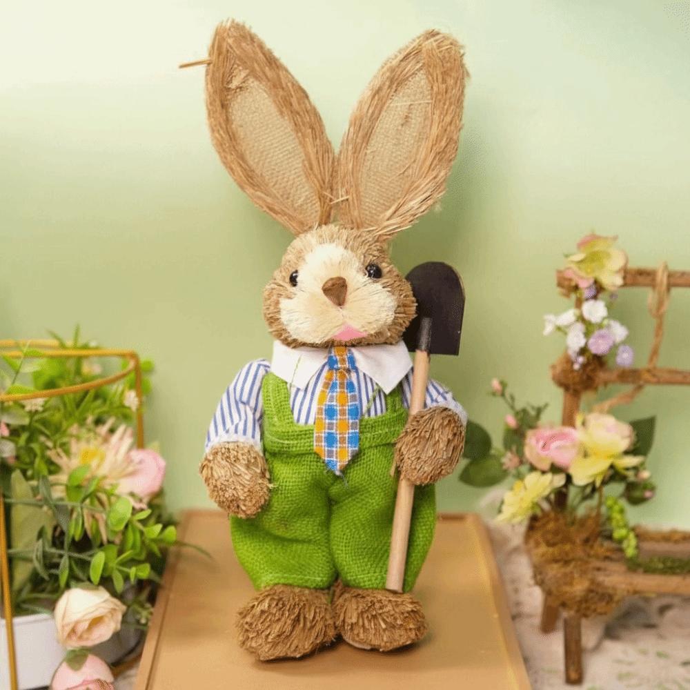 35cm Size Easter Straw Rabbit Realistic Design Easter Decoration Straw Rabbit Window Display