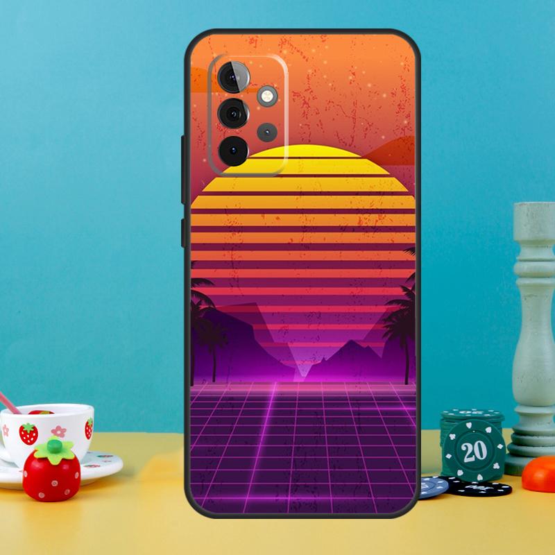 80S Vaporwave Retro Synthwave Sunset Case For Samsung Galaxy A15 A16 A05 A26 A36 A56 A52 A53 A33 A13 A34 A54 A14 A35 A55 A22 A32