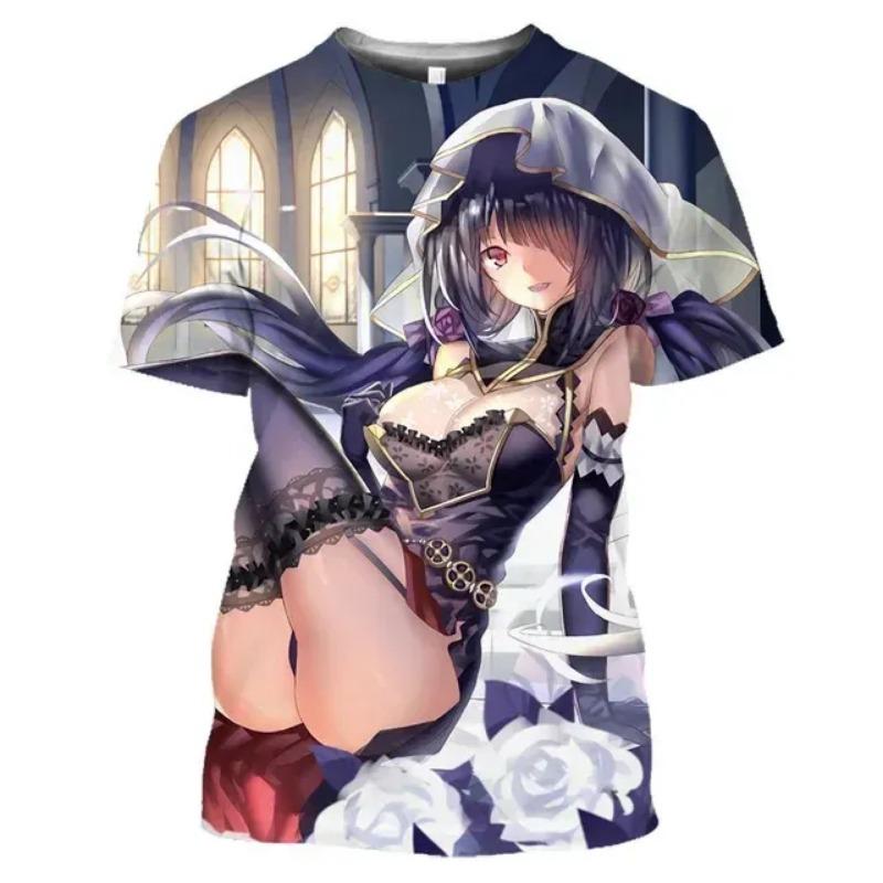 Mangas Date A Live Tokisaki Kurumi Sexy Girls Otaku Graphic 3D T-Shirts Anime Short Sleeve Harajuku Shirt for Men Tees Tops
