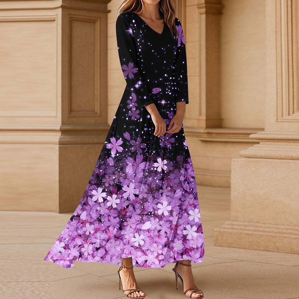 Robes Pour Femmes Tunique Fleurie Vintage Robe Midi Cintrée Été Décontracté Robe Manches 3/4