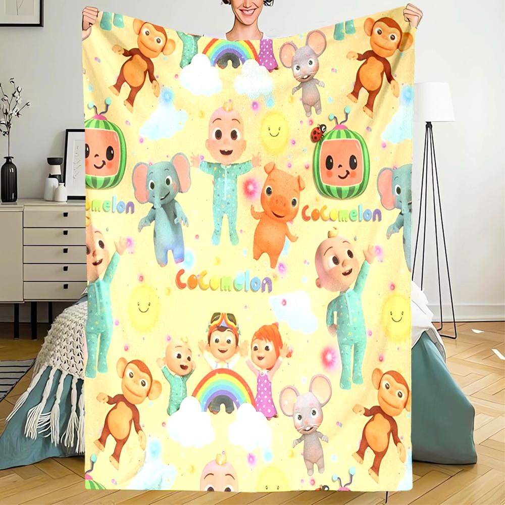 Cocomelon Theme Printed Blanket - Perfect for Couch, Bed, Travel & Outdoor Use | Machine Washable, Cozy & Durable.