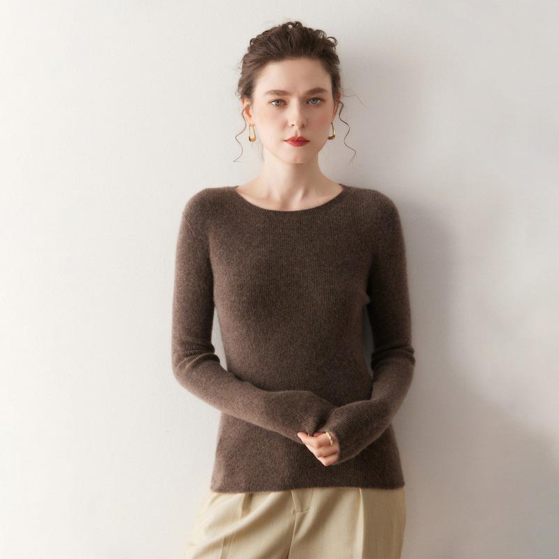 2025 Women's Seamless Cashmere Slim Fit Sweater - Autumn/Winter Knit, Skin-Friendly Round Neck