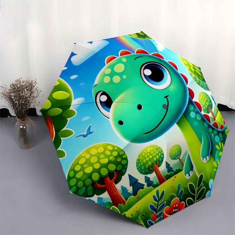 1pc Cute Dinosaur Forest Scene Umbrella with Plastic Handle,Suitable for All Seasons Home Travel Outdoor UmbrellaDD1664