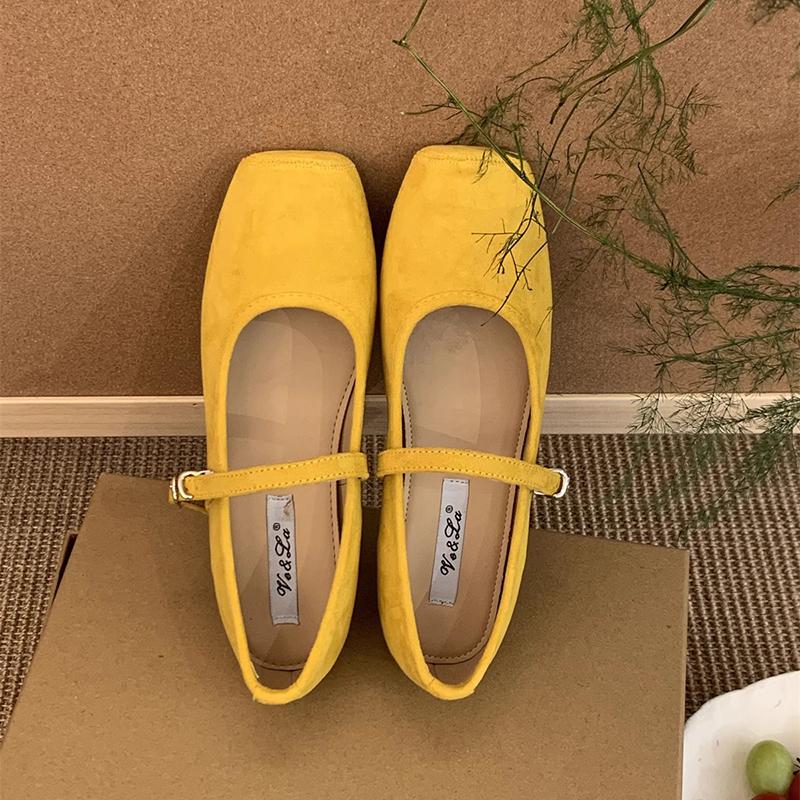 

Inner height increase square head shallow mouth single shoes women s spring new retro fairy gentle beanie shoes women s flat yellow ladyshoes 35 жёлтый