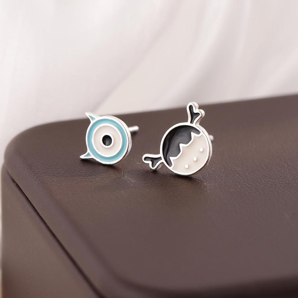 Korean Style Asymmetrical Cartoon Monster Girl Earrings