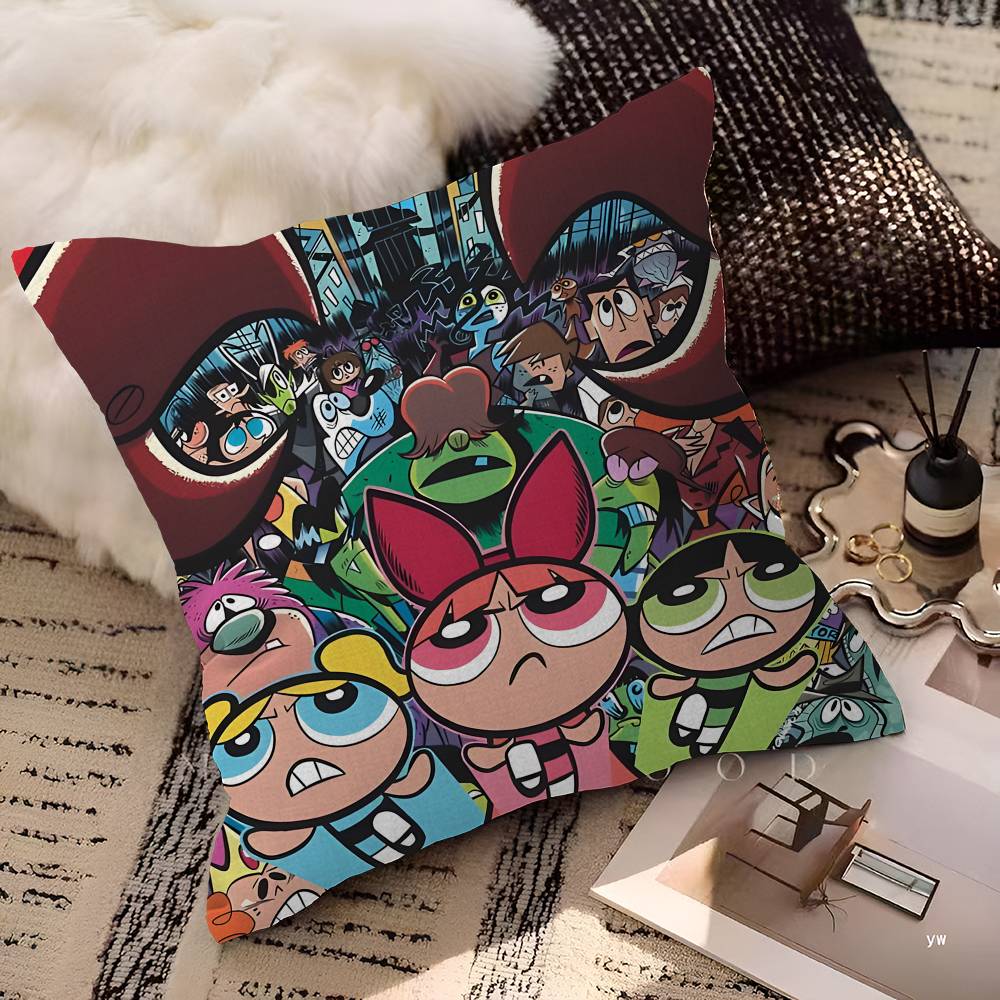 P-Powerpuff Anime G-Girls Personalized Picture Text Home Decorative Pillows Household Gifts 45x45cm