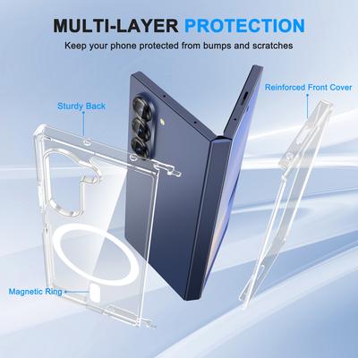 Convient pour Samsung Galaxy Z FOLD6 Coque de Téléphone Mobile Transparente à Aspiration Magnétique PC Anti Chute Ultra Fine Coque de Protection