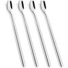 4pcs Stainless Steel Long Handle Square Ice Cream Coffee Dessert Tea Mixing Spoon for Home and Party Kitchen Tools