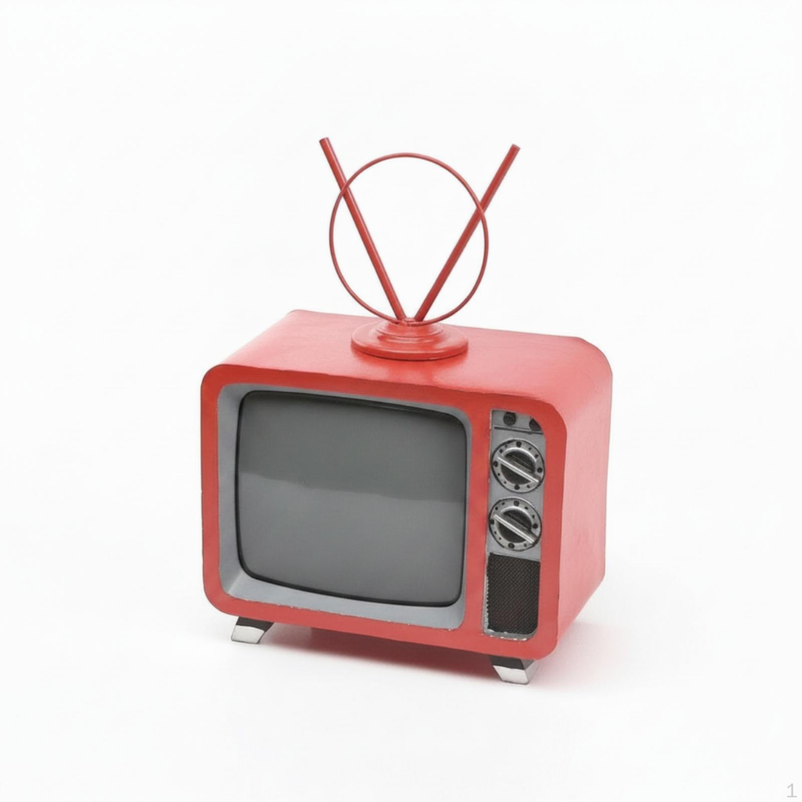 Vintage Television Model with Antenna Tabletop Ornament Antennae Decorative for