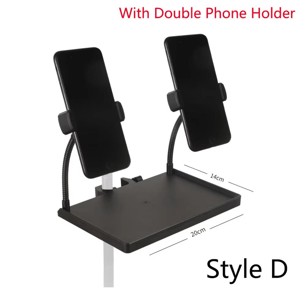 Microphone Stand Tray Mic Stand Tray with Phone Holder Adjustable Clamp On Stand for Singing Podcast Recording Streaming Stage