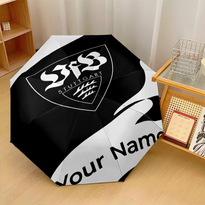VfB Stuttgart FC Automatic 3‑Fold Umbrella 8‑Rib Windproof Folding Umbrella Sun Rain Protection For Outdoor Travel Daily Use