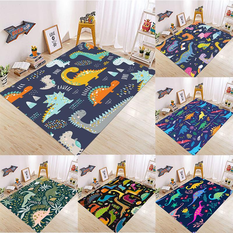 Cartoon Dinosaur Print Area Rugs Anti Slip Machine Washable Kid Carpet Bedroom Living Room Bathroom Dormitories Floor Mat